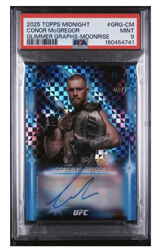 2025 Topps Midnight UFC - Glimmer Graphs Conor McGregor Auto Moonrise /25 PSA 9