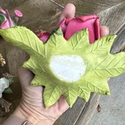 Ceramic Pink Rose Flower Figurine w/ Green Leaves, Floral Decorative Decor — photo 4