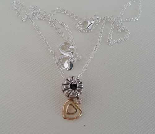 Pandora Sterling Silver Gold Hearts 3D Clip Charm Pendant Bead Necklace 18/20 - Picture 19 of 23