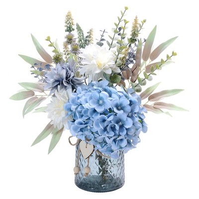 Best LUEUR Fake Flowers with Vase Hydrangea Artificial in Vase Faux Arrangement