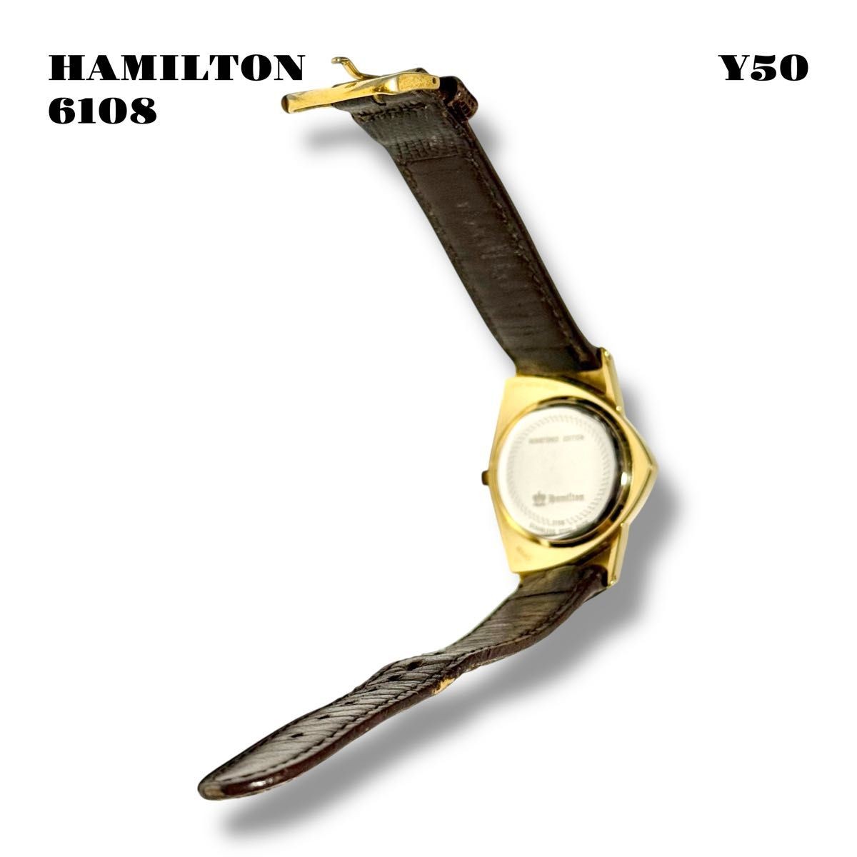 HAMILTON Ventura 6108 Watch Gold Black Vintage Rare Limited Japan