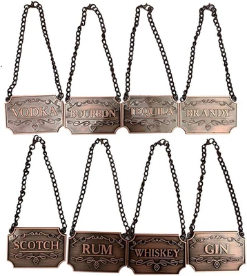 LUCKY FARM 8 Pcs/Set Bottle Decanter Tags, Copper Marking Labels