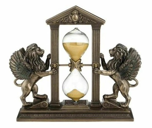 Winged Lions Hourglass Cold Cast Bronze statue& Resin 21x18 cm / 8.26x7.08 in