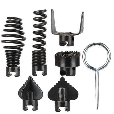 7 Pcs Cutter Drain Cleaner Plumbing Snake Cable Auger Clog Sewer Unblocker Tool