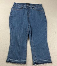 Judy Blue Jeans Women 20W Blue Denim Flat Front Skinny Fit Capris Pull On