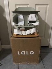 Lalo Baby Booster Chair Adjustable Harness Sage White Wood Colors