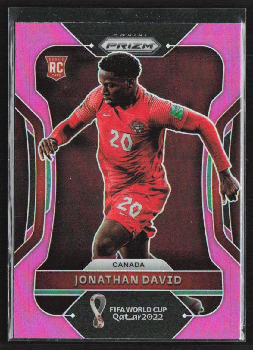 Jonathan David 2022 Panini Prizm World Cup Pink RC #49 Canada