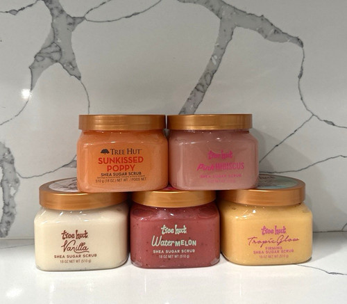 $8 Each Tree Hut Shea Sugar Scrub 18 oz Firming Exfoliating Assorted Scents