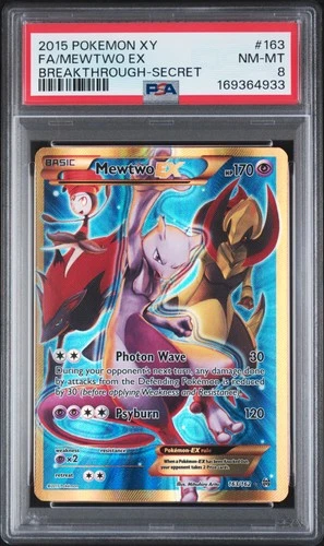 2015 POKEMON XY BREAKTHROUGH SECRET #163 FULL ART/MEWTWO EX PSA 8
