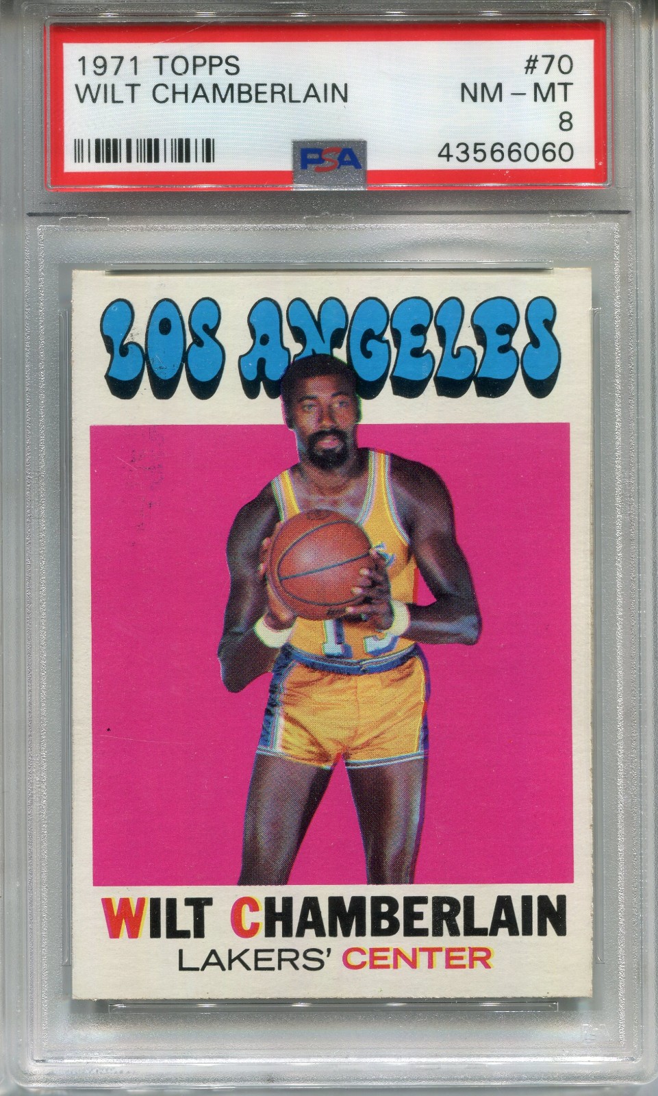 1971 Topps #70 Wilt Chamberlain PSA 8 NM-MT Los Angeles Lakers