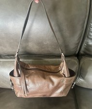Vintage Fossil Double Strap Hobo Shoulder Bag Brown Leather