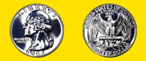 1961 TOP GEM-PROOF 25C RARE SILVER WASHINGTON QUARTER FROM ROLL! GEM PR++++!