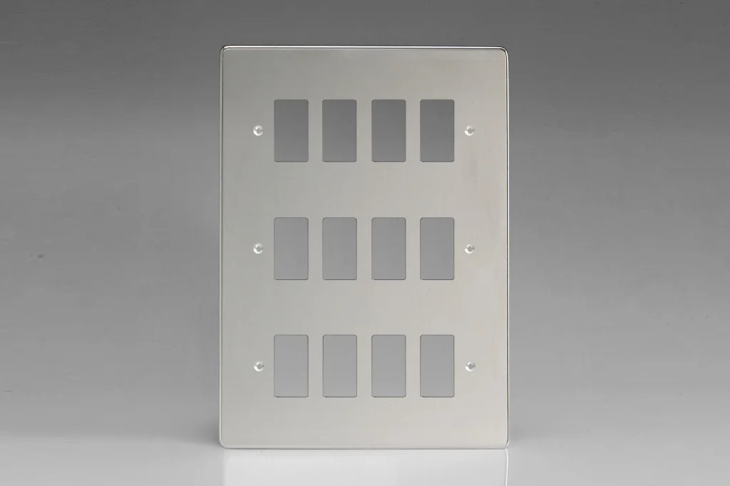 Modular Grid System Silver PowerGrid Plate Polished Chrome 12-Gang Varilight