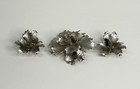 Vintage Giovanni Silver Silvertone Flower Brooch Pin Clip On Earrings Set — photo 4
