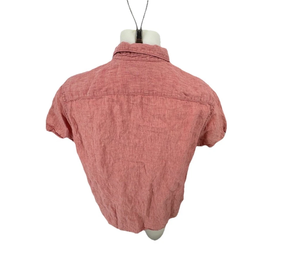 Perry Ellis XL Men Button Up 100% Linen Shirt Short Sleeve 53-15 - Image 3 of 4