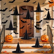 Hanging Halloween Decorations Decor Indoor Outdoor, Witch Hats 8 Pack Halloween