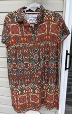 Urban Outfitters Multicolor Abstract Midi Dress – Size L Collared, Button Up NEW