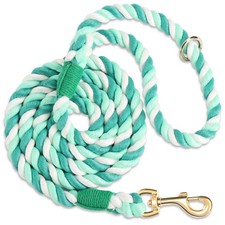 NUGUTIC 6FT Braided Cotton Rope Dog Leash - Small Medium Large Dogs Moss Green