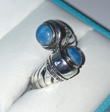 Vintage Sterling Silver Denim Blue Lapis Wrap Ring Size 7
