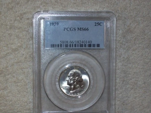 1939 WASHINGTON QUARTER MS 66 UNCIRCULATED