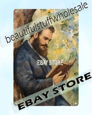 Reading Man Tin Sign Outdoor Study writer aesthetic man cave kitchen