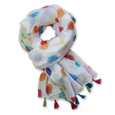 Ladies Summer Watercolors White Colorful Paint Spots Tassels Light 180x80 CM