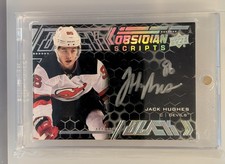2020-21 SPx UD Black Obsidian Scripts Auto Jack Hughes #OS-JH New Jersey Devils