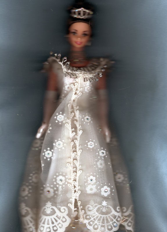 MY FAIR LADY ELIZA DOOLITTLE BARBIE IN WHITE BEADED EVENING GOWN NO BOX EXC.