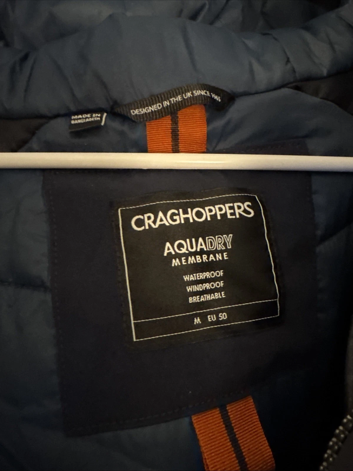 Craghoppers Mens Sinclair Waterproof Coat Hooded Full Zip @Fits Like Large - product detail image 4