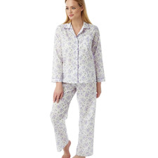 Marlon Floral Cotton Nightdress Button Pyjama Dress Long Sleeve UK Soft New