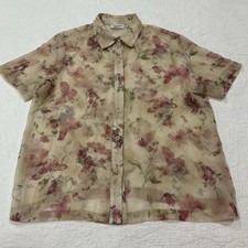VTG Alfred Dunner Blouse Women’s 12P Sheer Floral Boho Top Textured USA Made