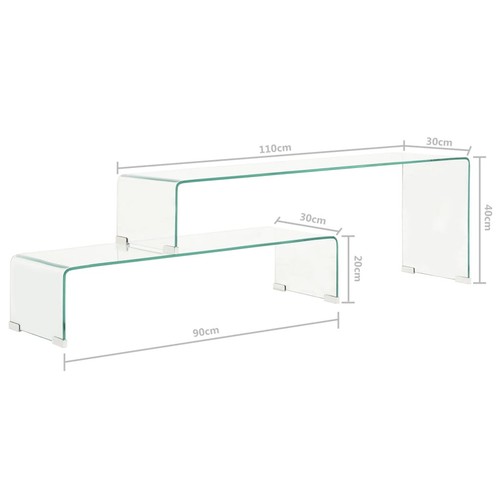 Set Mesas de Centro 2 Piezas Vidrio Templado 90x30x20/110x30x40 cm Casa vidaXL - Imagen 5 de 5