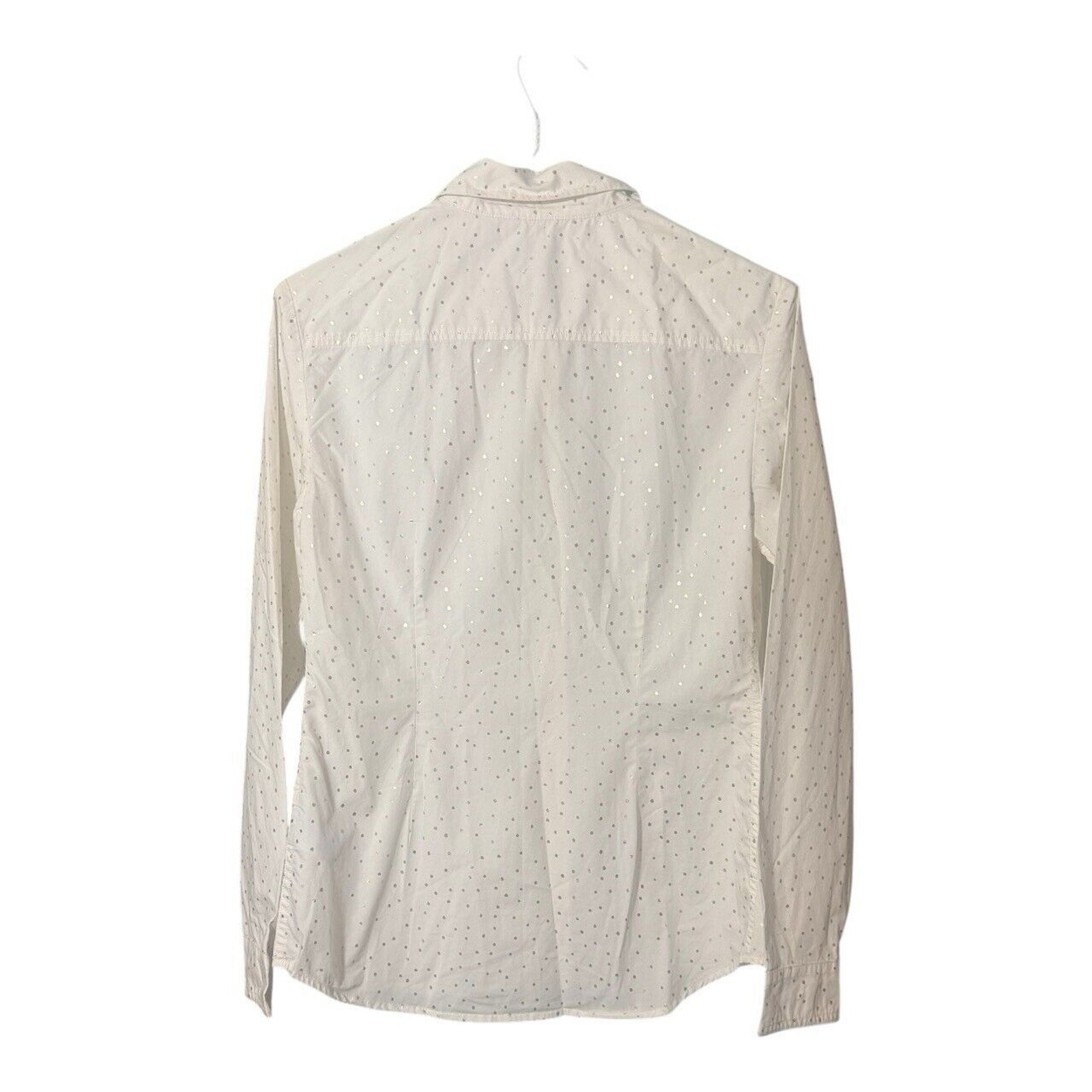 Boden The Classic Shirt Metallic Polka Dot Size 4 White Gold
