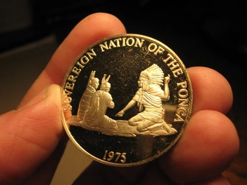 1975 Franklin Mint .999 Fine Silver Medal Sovereign Nation Of The Ponca 25 Grams
