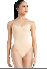 Capezio womens Camisole Leotard With Clear Transition Straps Large Nude