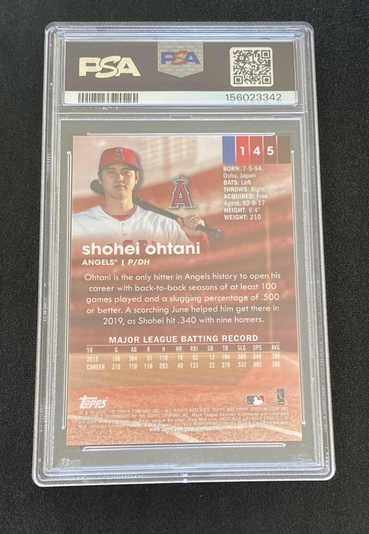 Topps 2020 Stadium Club Chrome Shohei Ohtani Angels #145 PSA 9 Mint Dodgers view 2