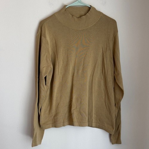Talbots Vintage Deadstock Damen camel hellbraun Stehkragen Rollkragen Pullover XL neu mit Etikett