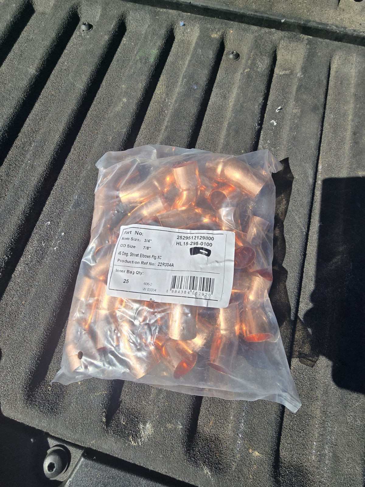 JMF Copper WROT Press Close Rough 90° Elbow 25 Pcs. 2523512129800