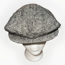 VTG United Hatters Newsboy Wool Hat Flat Cap Men  s M Gray Herringbone Tweed