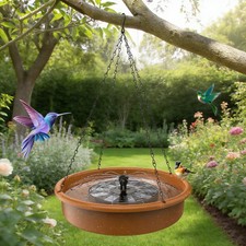 12" Hanging Bird Bath Solar Water Fountain for Garden Bird Feeder  Drinking