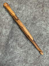 Hand carved Holyland BETHLEHEM OLIVE WOOD YARN CROCHET HOOK size J
