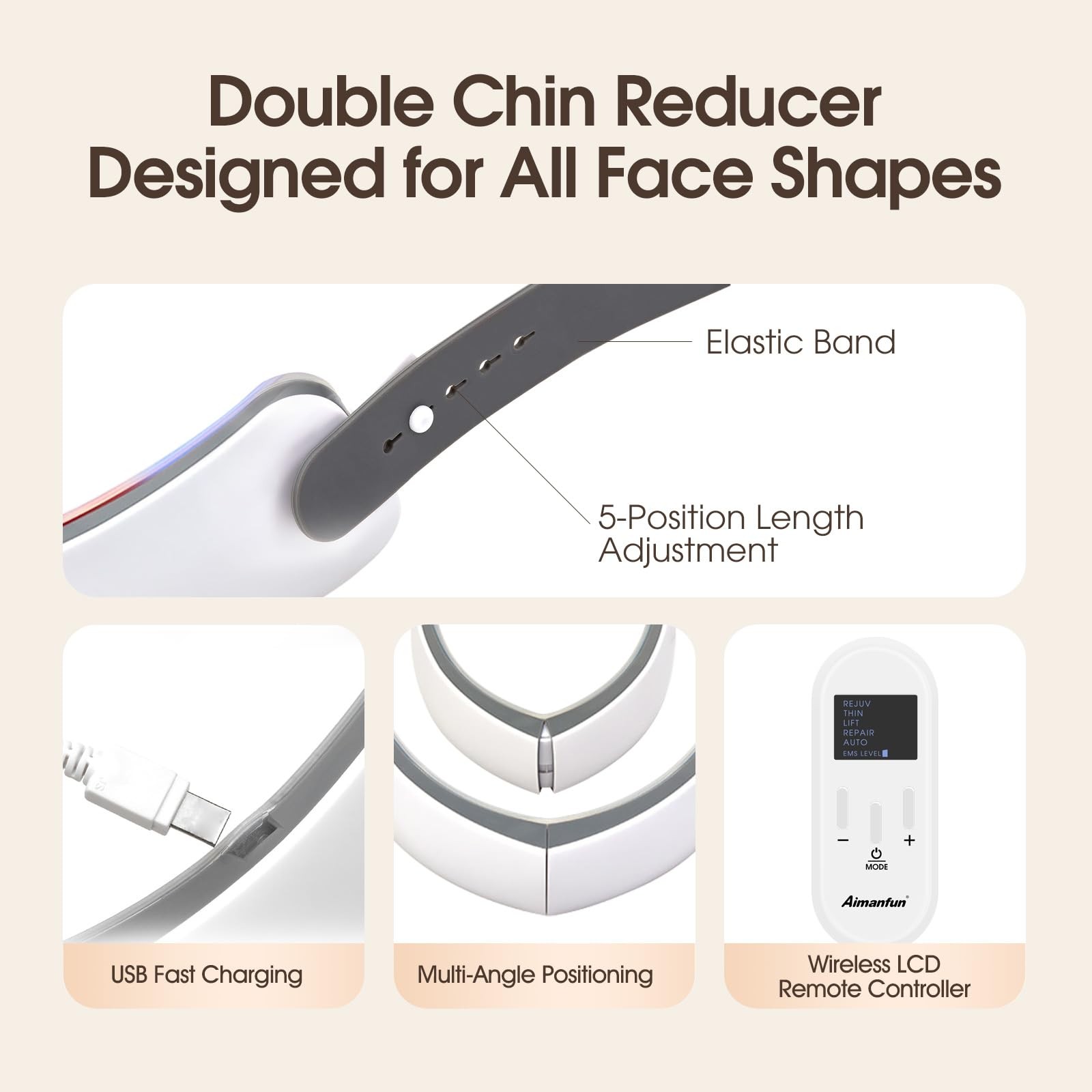 Intelligent Double Chin Reducer and V-Face Lift Belt Machine with Remote Cont...