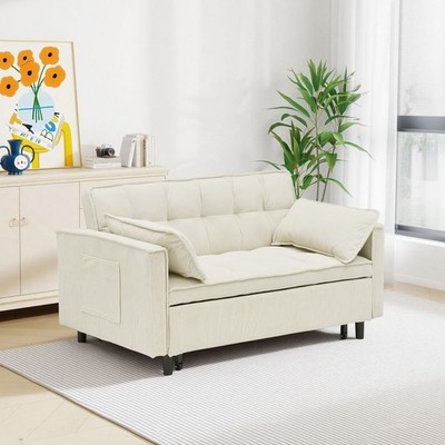 Sleeper Sofa Corduroy Modular Sectional Convertible Loveseat with Pull Out Bed