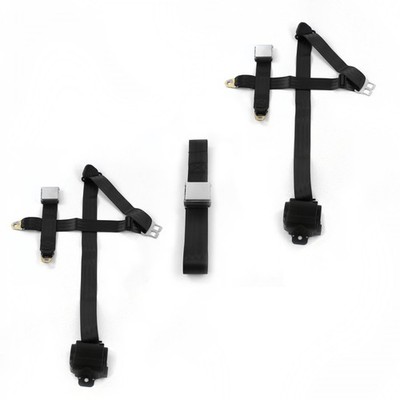 Ford Mustang 1974 - 1978  Airplane 3pt BK Retractable Bench Seat Belt Kit - 3 Be