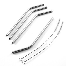 Norpro 8-Inch Stainless Steel Drinking Straws with 2 Cleaning Brushes, Silver,