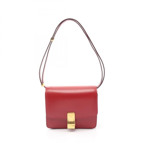 Celine Classic Box Small Shoulder Bag Leather Red Women's Used From Japan
