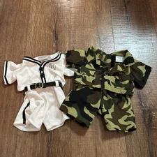 Build-A-Bear Workshop BAB Outfits 2 Sets Baseball Belt And Camouflage Clothes