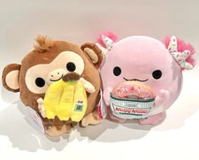 Snackles 8” Small Plush Lot NWT Dole Monkey Krispy Kreme Axolotl MWT Set Zuru