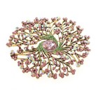 Antique Gold Tone Alloy Metal Extra Large Crystal Flower Brooch P1513-Png