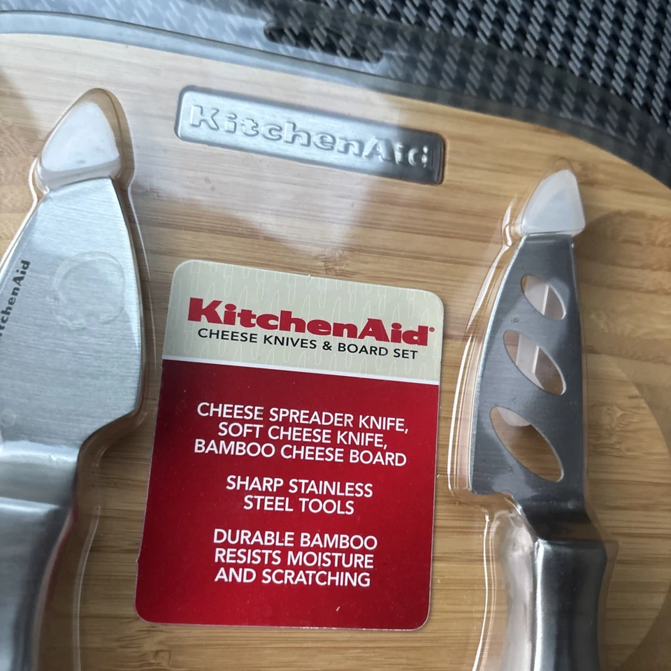 KitchenAid сыр доска и ножи комплект из нержавеющей стали и бамбука новый запечатанный - Изображение 2 из 4